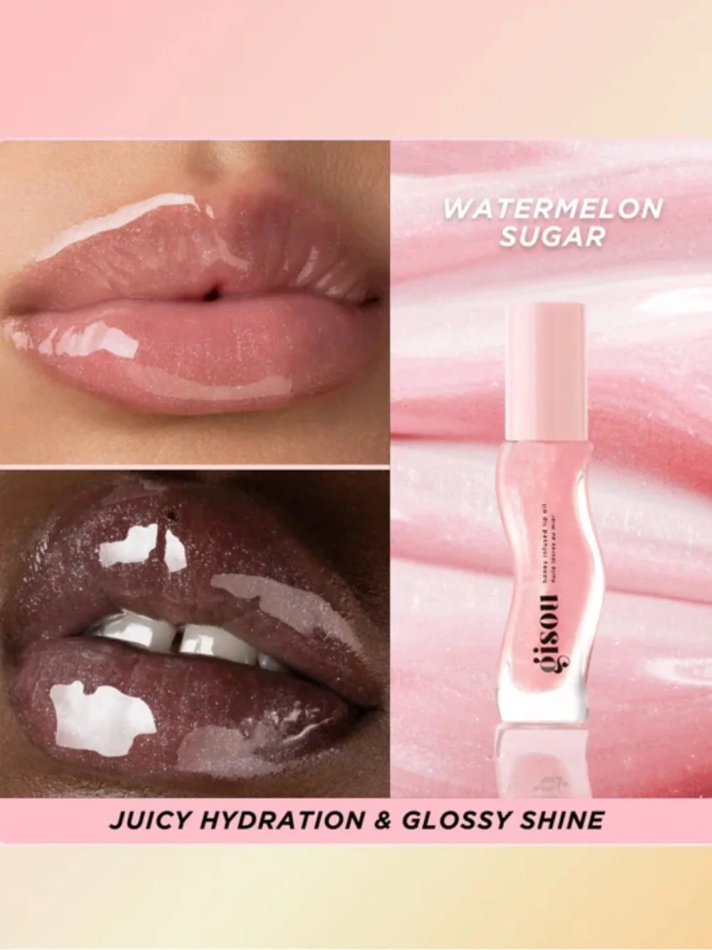 NEW Gisou Pink Shimmer Honey-Infused Lip Oil 8ml Watermelon Sugar